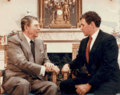 Pence with Reagan at White House, 1988
