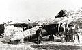 A photo of a Polish P-11 fighter covered in camouflage netting at an unidentified combat airfield