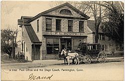 PostcardPO&StageCoachFarmingtonCT1906