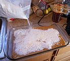 Pumpkin dump cake addition of cake mix