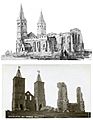 Reculver church in 1800 and in the early 1900s 