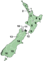 Regions of NZ Numbered