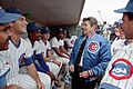 Ronald Reagan in the Cubs dugout