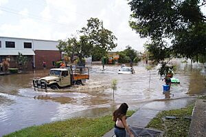 Spine Street flooded in the Brisbane suburb of Sumner