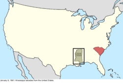 Map of the change to the international disputes involving the United States in central North America on January 9, 1861