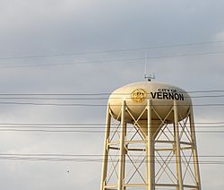 The Vernon water tower in April 2009