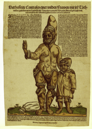 1567 broadsheet depicting unknown Inuit woman and child, anonymous engraver