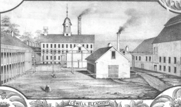 1850 bleachery Lowell Massachusetts detail of map by Sidney and Neff BPL 11051