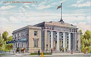 1910 rendering of Canandaigua, NY, post office