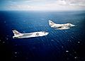 A4D-2 Skyhawk of VA-83 refuels F8U-1P Crusader of VFP-62, circa 1961 (6418322)