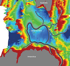 CSIRO ScienceImage 11128 The bathymetry of the Kerguelen Plateau in the Southern Ocean governs the course of the new current part of the global network of ocean currents