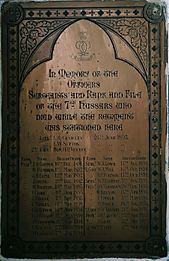 Christ Church Mhow Plaque 7th Hussars