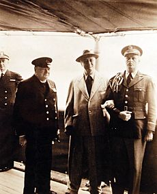 Churchill joins FDR aboard USS Augusta for Atlantic Charter meeting, August 9, 1941