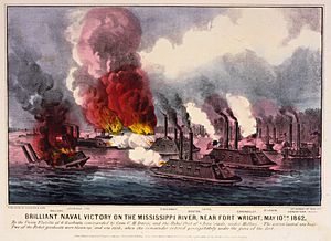 Currier & Ives - Brilliant naval victory on the Mississippi River, near Fort Wright, May 10th 1862