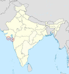 Daman and Diu in India (disputed hatched)
