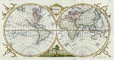 Digital map of the world in hemispheres by thomas kitchin (1777)