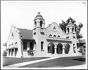 Exterior view of the Riverside Public Library, ca.1910 (CHS-5278)