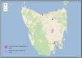 Galaxias auratus distribution map Tasmania