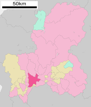 Location of Gifu in Gifu Prefecture