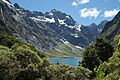 Glimpse of Lake Marian in front of Mt Crosscut