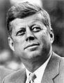 John F. Kennedy, White House photo portrait, looking up