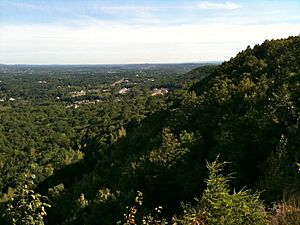 Lamentation Mountain and State Park viewed from Mattabesett Trail in Guiffrida Park.
