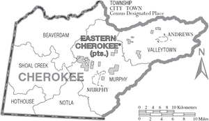 Map of Cherokee County North Carolina With Municipal and Township Labels