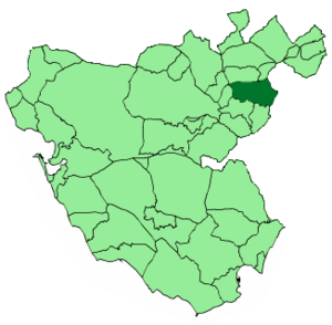 Location of Grazalema Municipality within the province of Cádiz.