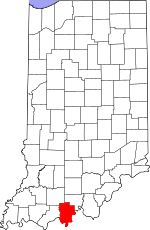 Map of Indiana highlighting Perry County