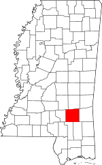 Map of Mississippi highlighting Jones County