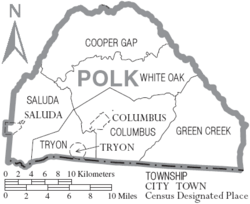Map of Polk County North Carolina With Municipal and Township Labels