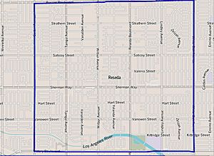 Boundaries of Reseda as drawn by the Los Angeles Times