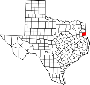 Map of Texas highlighting Panola County