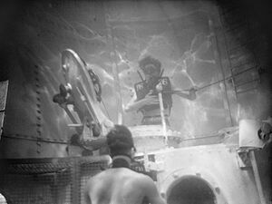 New Davis Breathing Apparatus Tested at the Submarine Escape Test Tank at HMS Dolphin Gosport, 14 December 1942 A13873