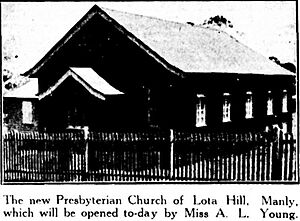 New Rix-Farmer Memorial Presbyterian Church at Lota, October 1931
