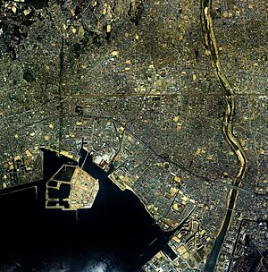 Nishinomiya city center area Aerial photograph.1985