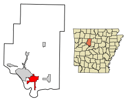 Location of Pottsville in Pope County, Arkansas.