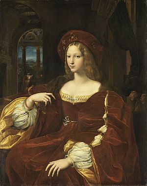 Portrait de Jeanne d'Aragon, by Raffaello Sanzio, from C2RMF retouched