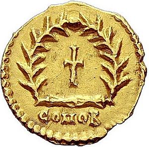 Tremissis Olybrius (reverse)