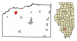 Location of Okawville in Washington County, Illinois.