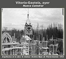 1912 construction of the Cathedral of María Inmaculada of Vitoria
