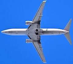 The 737NG with improved CFM56-7 engines and redesigned larger wing