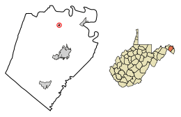 Location of Hedgesville in Berkeley County, West Virginia.