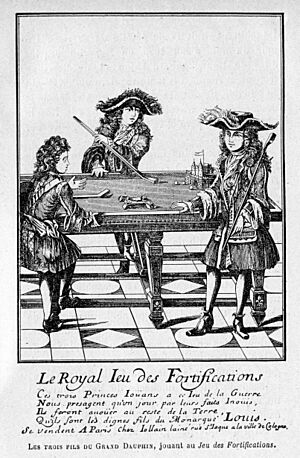 Cabanès, Éducation de Princes031 Les trois fils du Grand Dauphin, jouant au Jeu des Fortifications