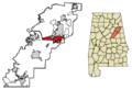 Calhoun County and Talladega County Alabama Incorporated and Unincorporated areas Oxford Highlighted 0157576