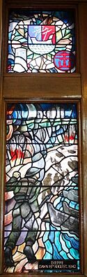 Dieppe Dawn 19 August 1942 stained glass Currie Hall