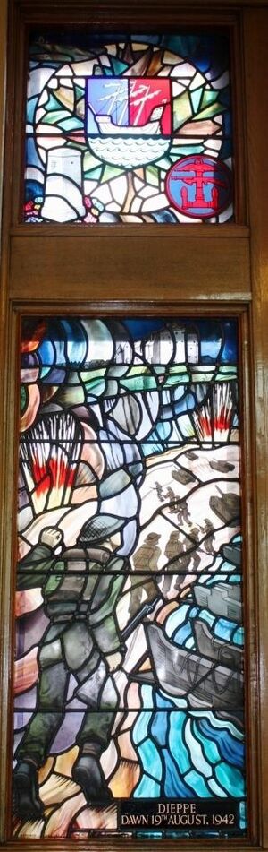 Dieppe Dawn 19 August 1942 stained glass Currie Hall