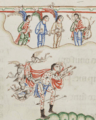 Eadwine Psalter f 66r detail of Christ and demons attacking psalmist