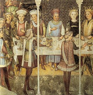 Fratelli zavattari, banchetto di nozze, cappella di teodolinda, duomo di monza, 1444