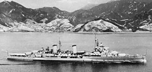 HMS Belfast (C35) in Japan 1950